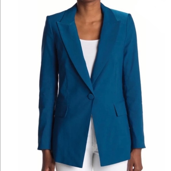 Veronica Beard Dickey Jacket Long and Lean Blazer Linen Teal Blue Green Workwear - Picture 1 of 12